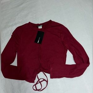 FASHION NOVA LACE UP BURGUNDY CROP TOP